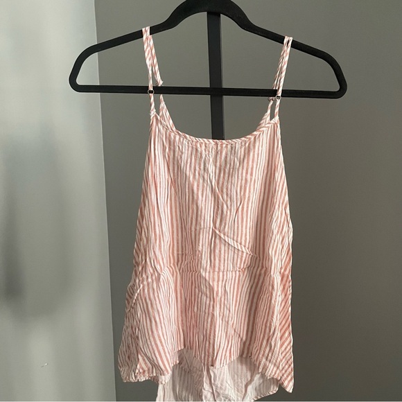 Entro Striped Faux Wrap Linen Cotton Blend Blouse Size Large - Picture 2 of 4